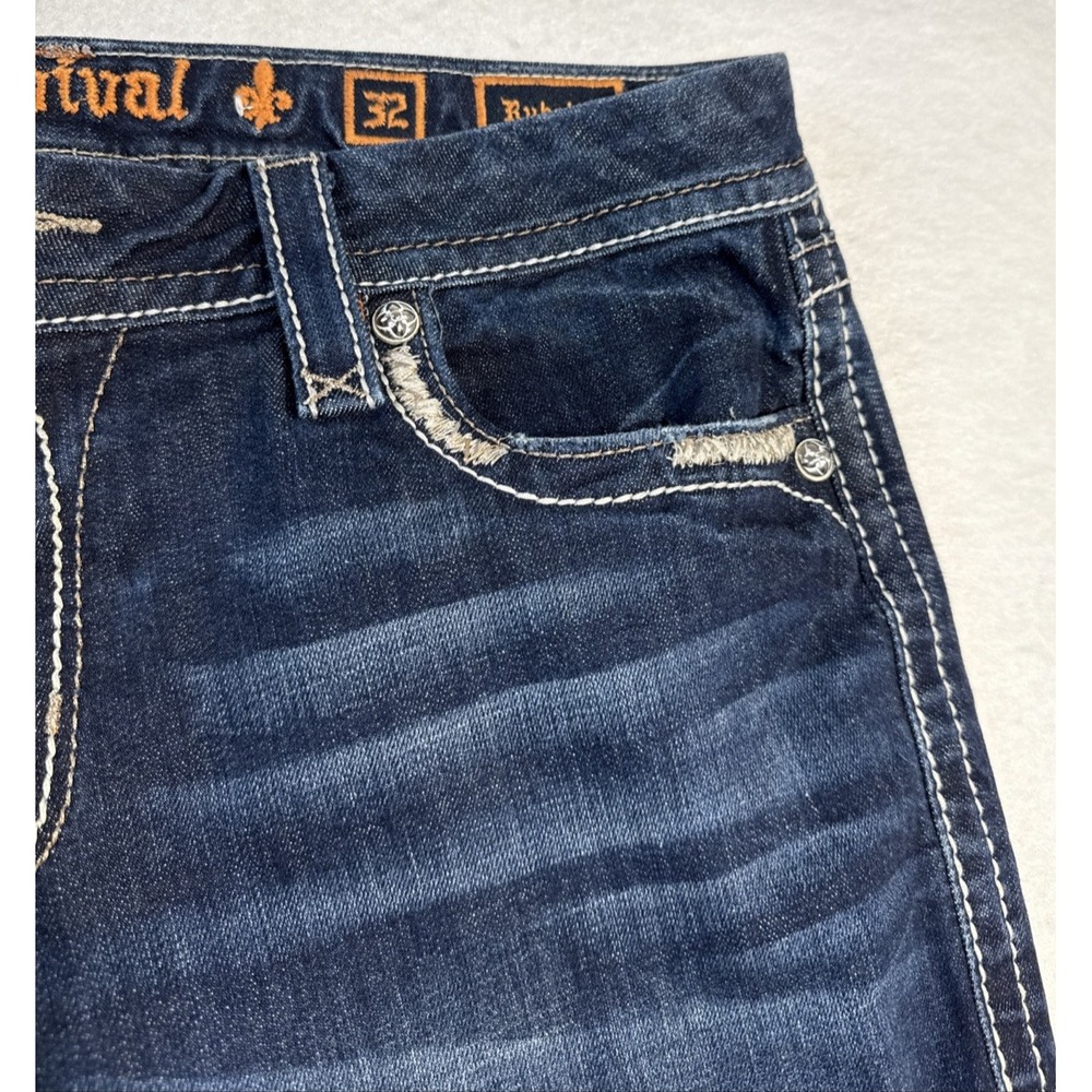 Rock Revival Rubella Easy Capri Women's 32 Distressed Embroidered Denim Jeans - Picture 5 of 14